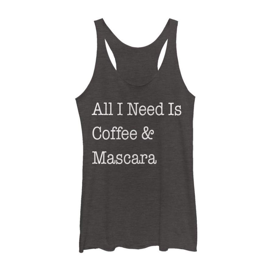 CHIN UP Women’s Coffee and Lashes  Racerback Tank Heather Macchiato Brown