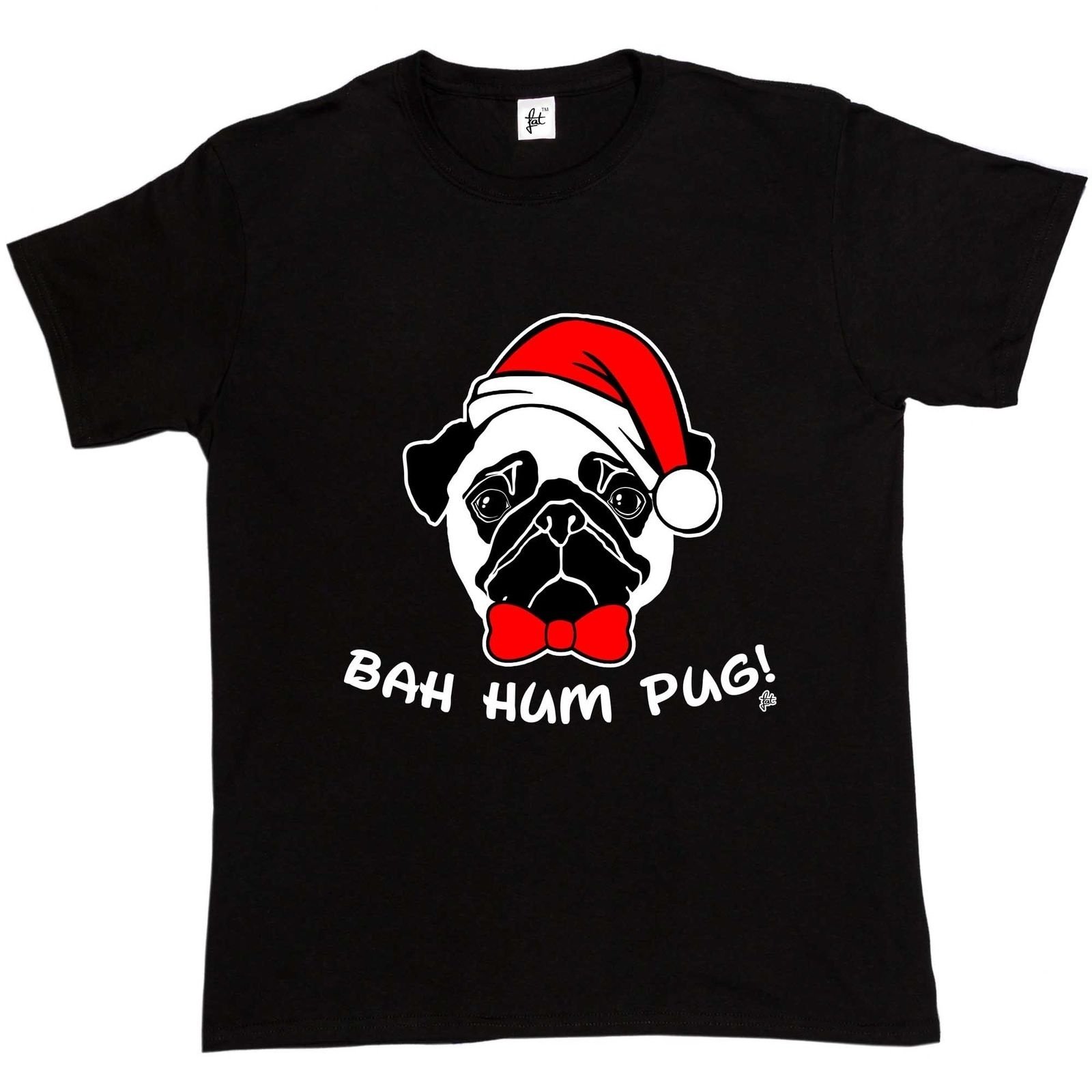 Bah Hum Pug Scrooge Grinch Christmas Mens T-Shirt Tee