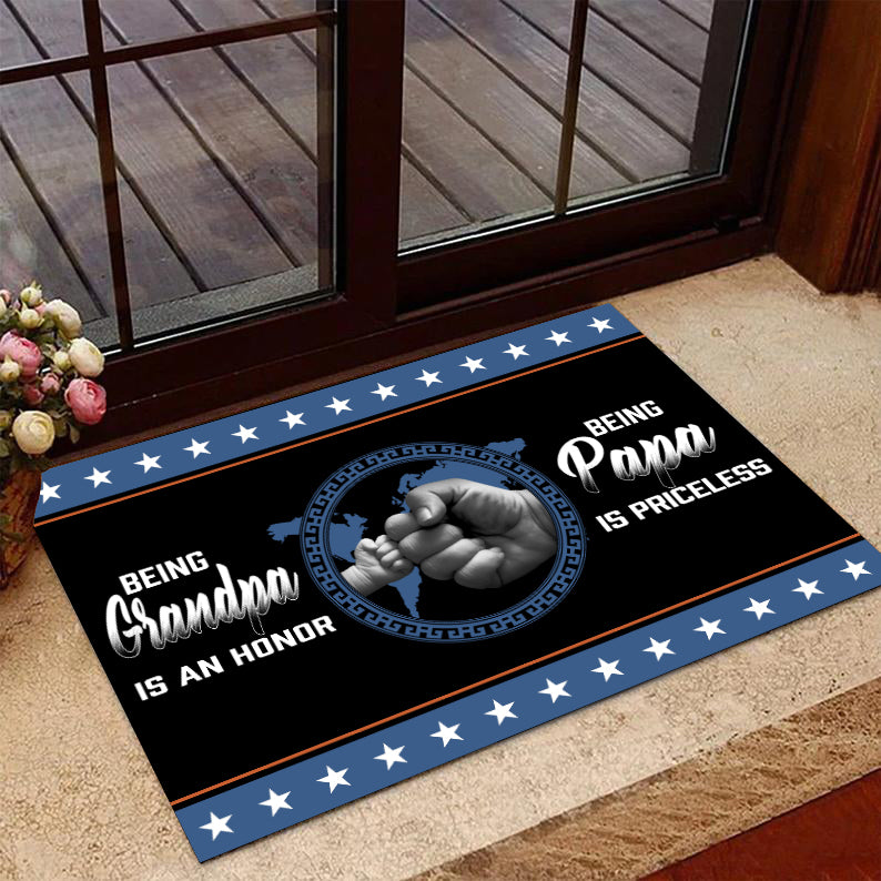 Veteran Doormat, Welcome Rug, Being Grandpa Is An Honor, Being Papa Is Priceless Door Mats