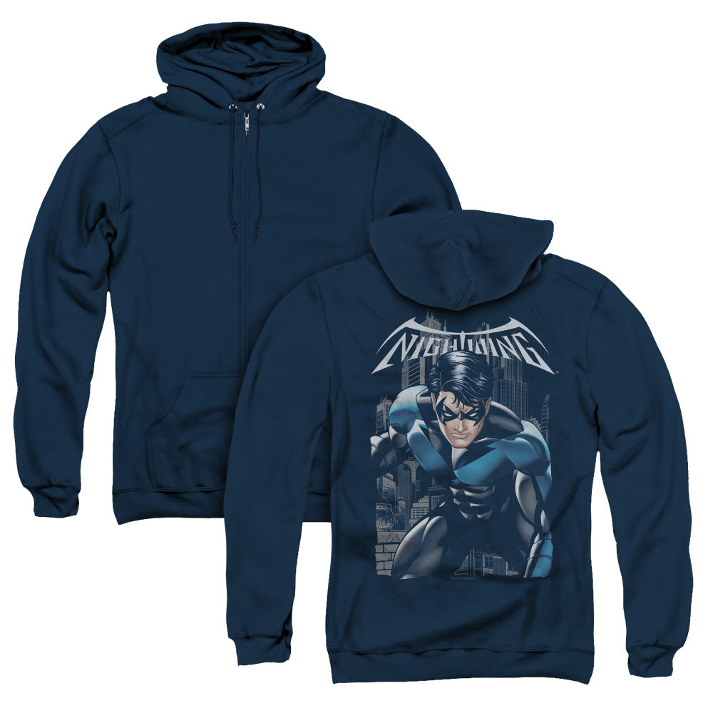 Batman A Legacy Back Print Zipper Mens Hoodie Navy Blue