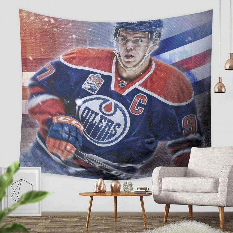 3D Custom Connor McDavid Edmonton Oilers Tapestry Throw Wall Hanging Bedspread