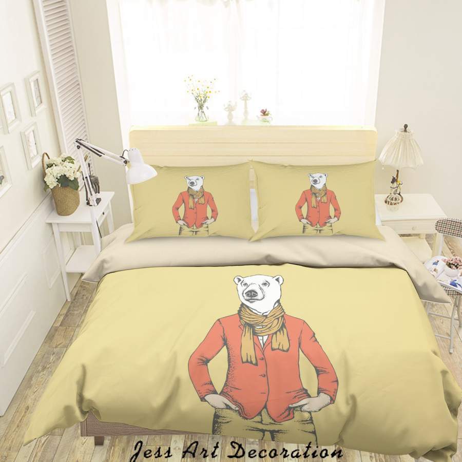 3D Cartoon Animal Bear Yellow Quilt Cover Set Bedding Set Duvet Cover Pillowcases A021 LQH