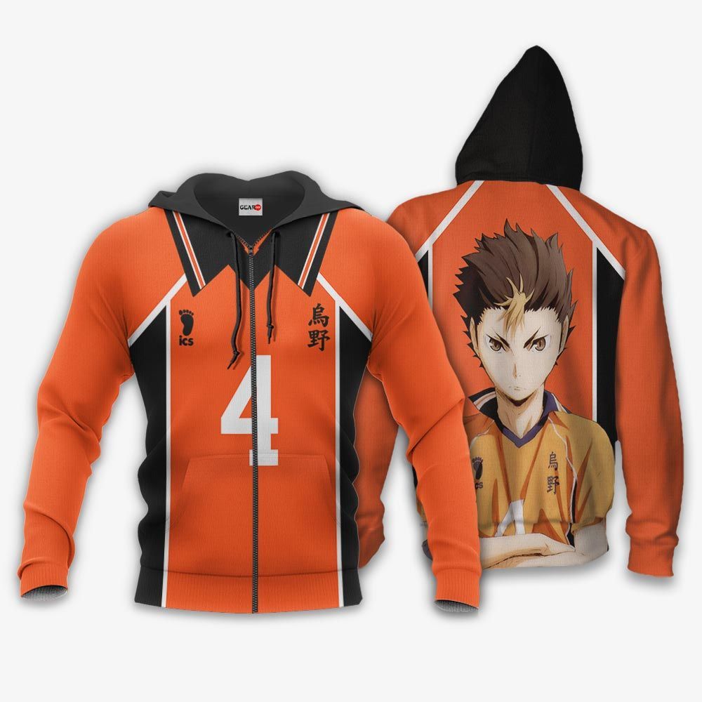 Yu Nishinoya Karasuno Hoodie Shirts Haikyuu Anime Costume