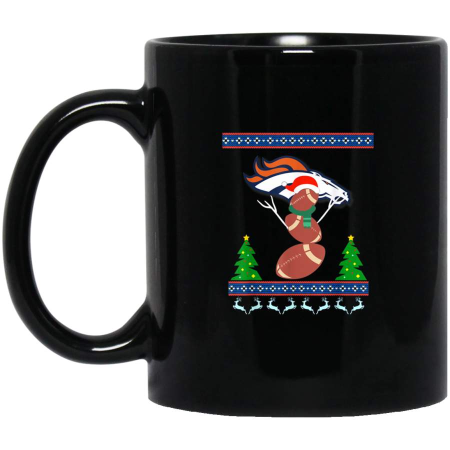 Christmas Football Reindeer Ugly Sweater Denver-Bronco Black Mug