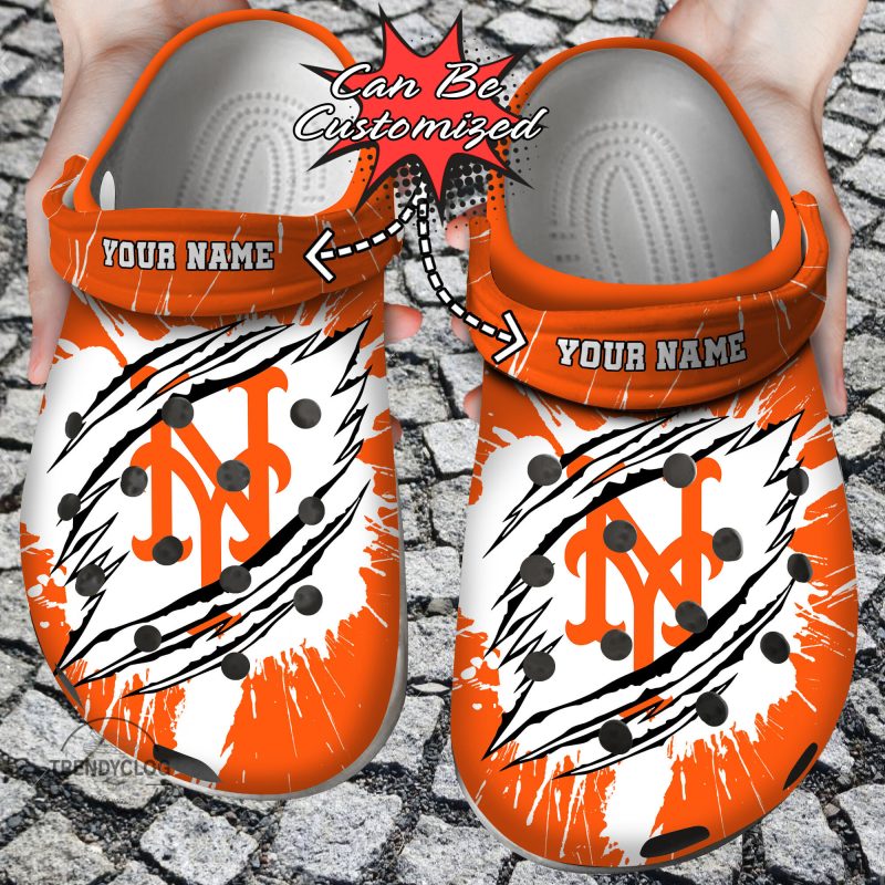 Baseball Personalized NY Mets Ripped Claw Clog Shoes