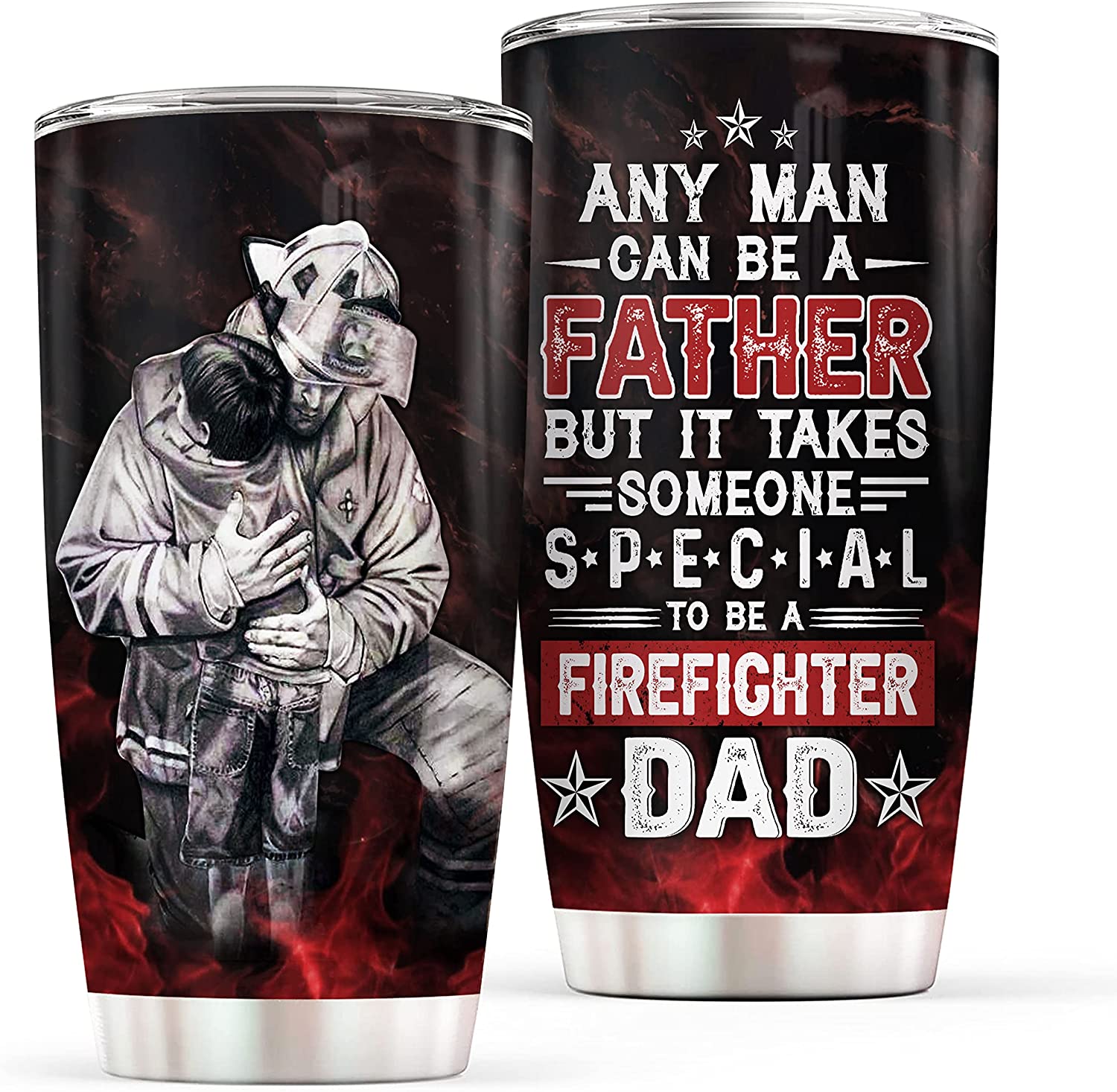 Firefighter Gifts For Men – 20 Oz Stainless Steel Insulated Tumbler With Lid – Father’S Day, Christmas, Birthday Fireman Coffee Mug – Firefighter Dad Gifts From Daughter, Son, Wife