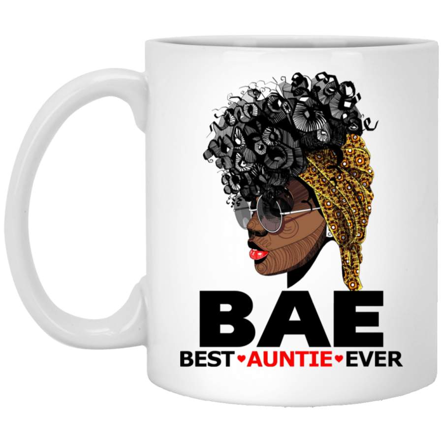 African American Coffee Mug Cute Black Women Mug BAE Best Auntie Ever Gift 11oz – 15oz White Mug