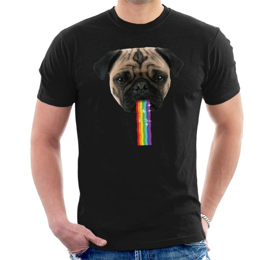 Pug Puking Rainbow Snapchat Filter Men’s T-Shirt