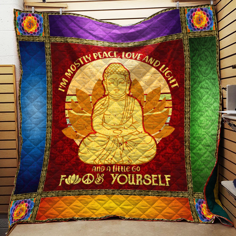 Peace Love Light Yoga Quilt Blanket