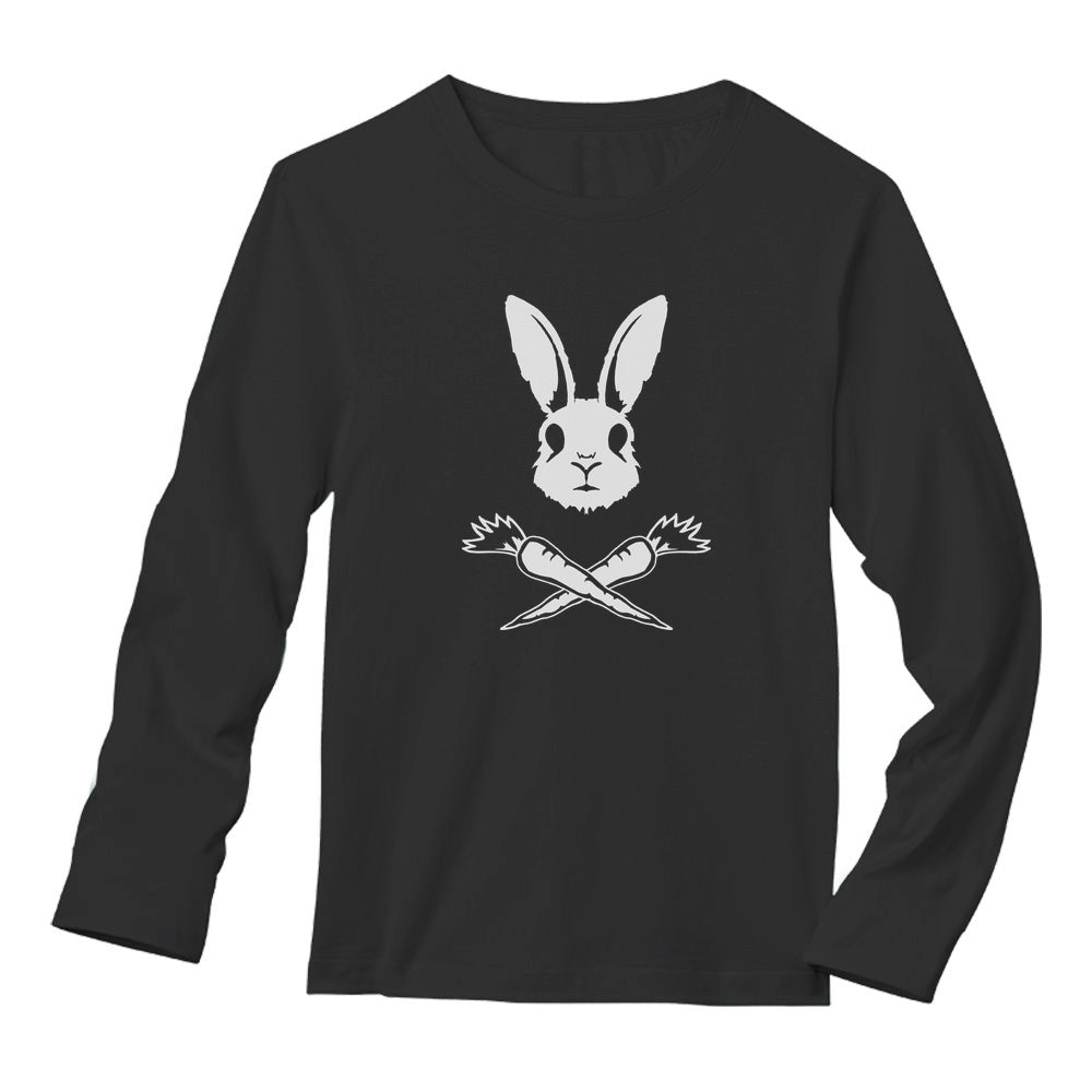 Rabbit Skull Easter Carrots Crossbones Long Sleeve T-Shirt