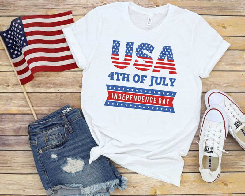 4th Of July Usa Flag Independence Day Freedom Day Gift White Men Women Cotton T Shirt