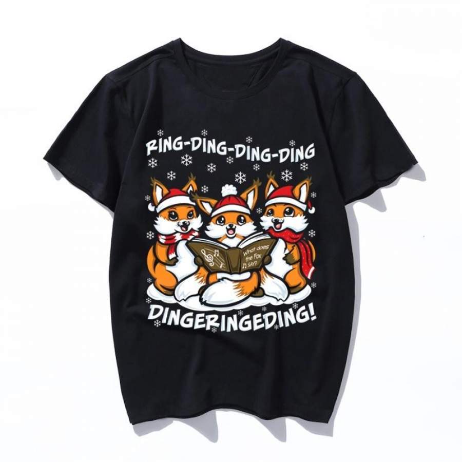 caroling foxes mens womens t shirt funny novelty gift Cotton short sleeve t-shirt summer top camisetas