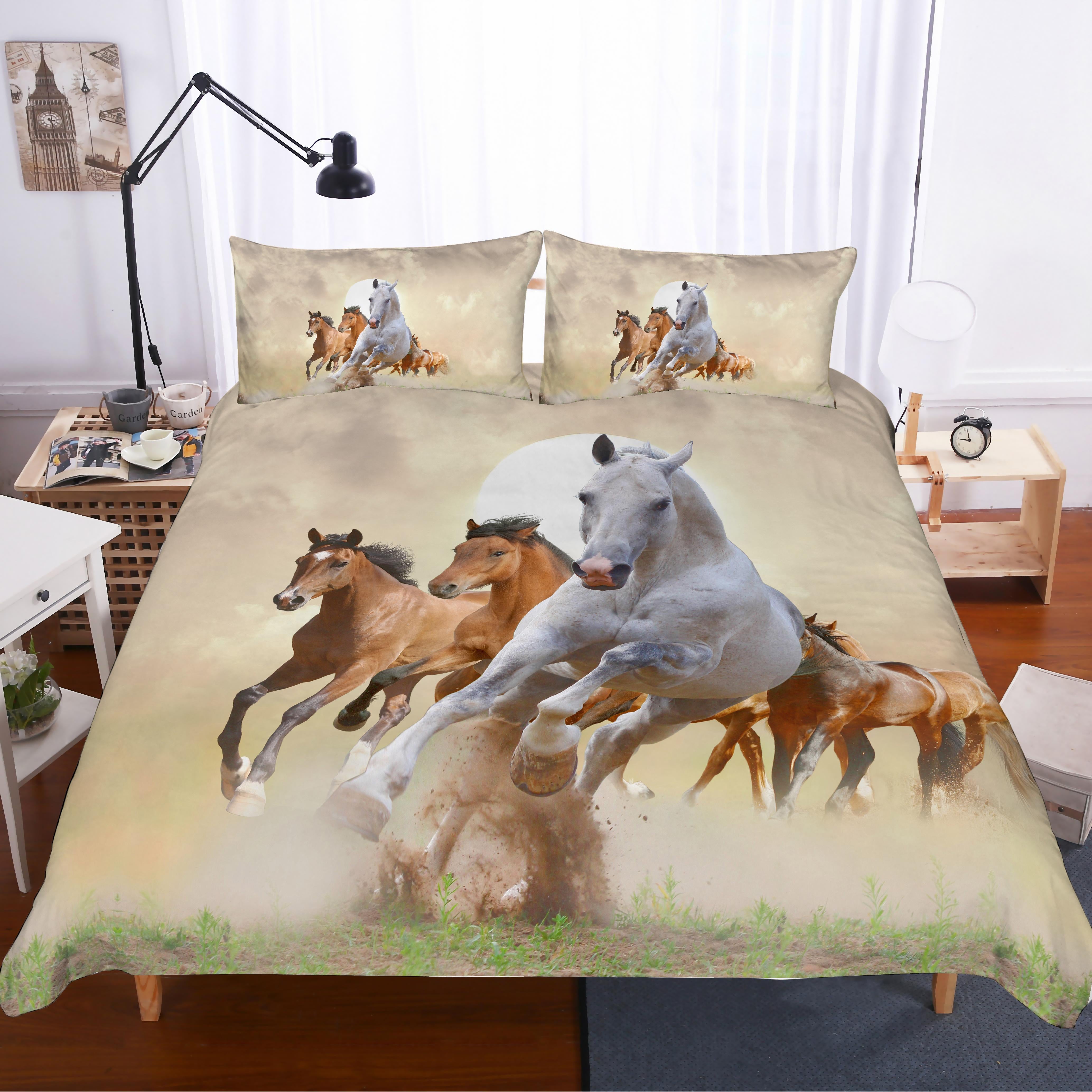 3D Animals Horses Quilt Cover Set Bedding Set Pillowcases 40