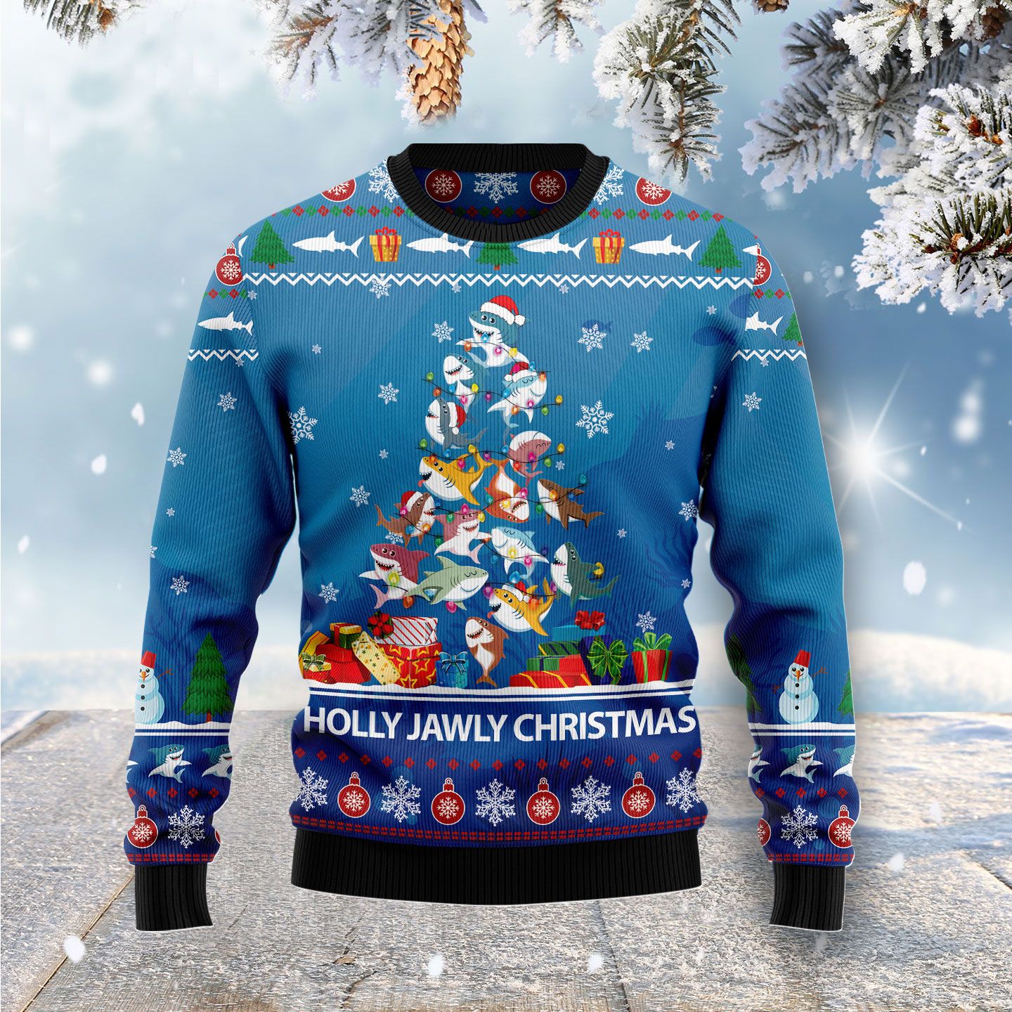 Shark Holly Jawly Ugly Christmas Sweater | For Men & Women | Adult | Us4365