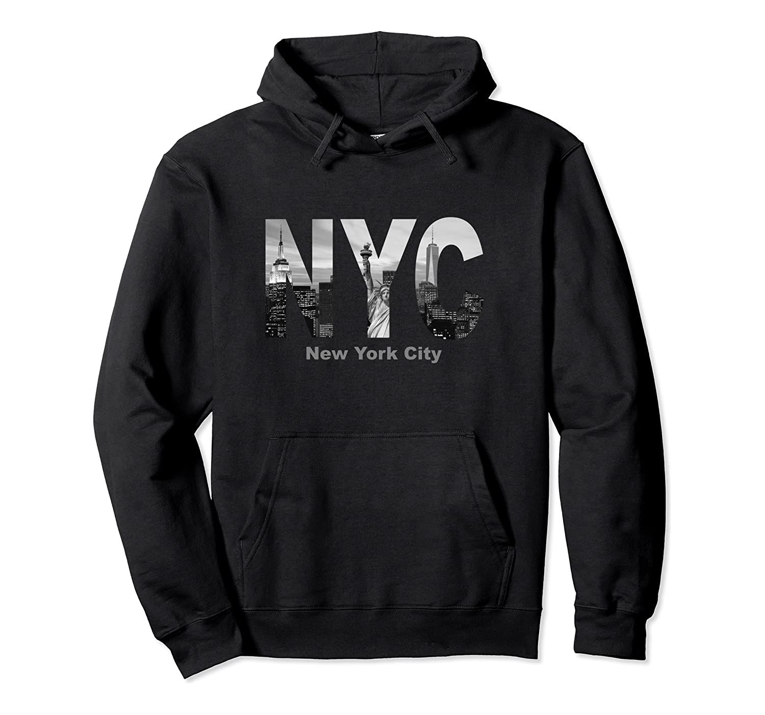 New York City Skyline Black and White Cutout Casual Pullover Hoodie, T-Shirt, Sweatshirt