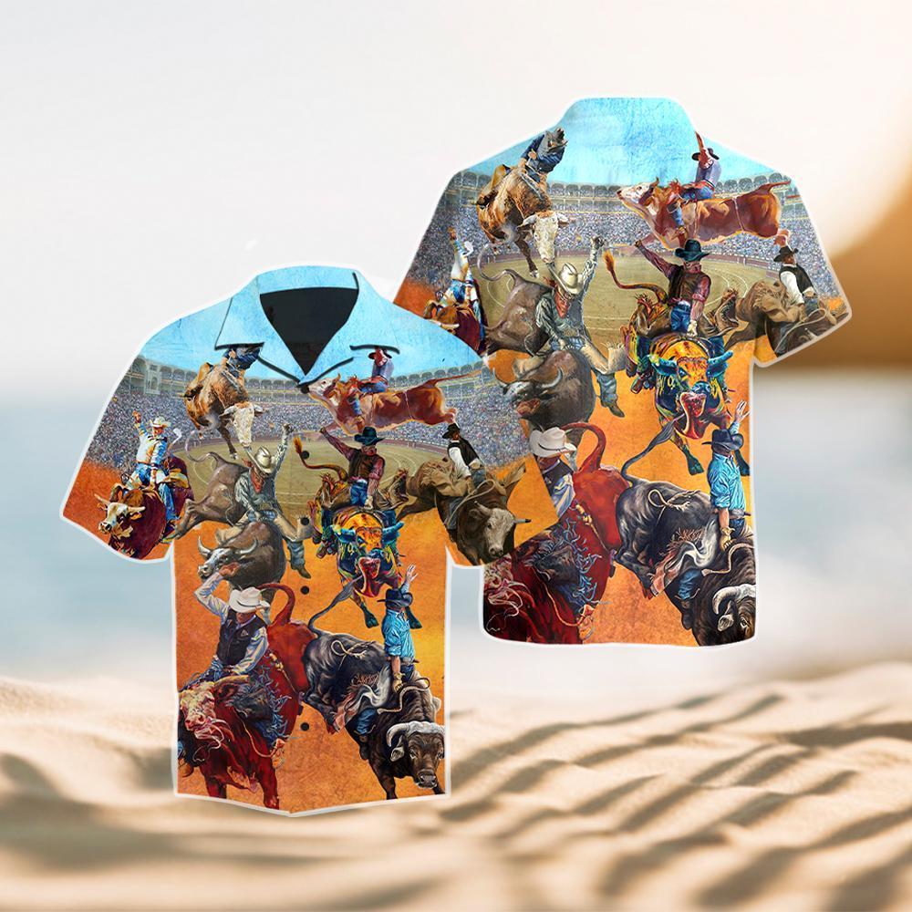 Bull Riding Tropical Hawaii Shirt For Men Women Adult Ha85124