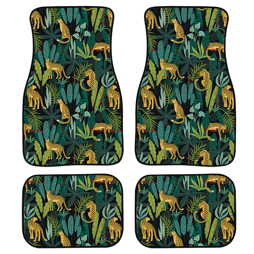 Tropical Jaguar Pattern Print Front And Back Car Floor Mats, Front Car Mat