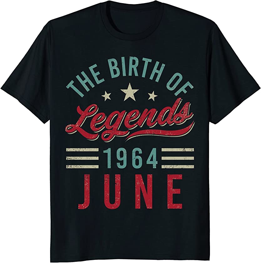 Vintage The Birth Of Legends 1964 June T-shirt Gemini Cancer