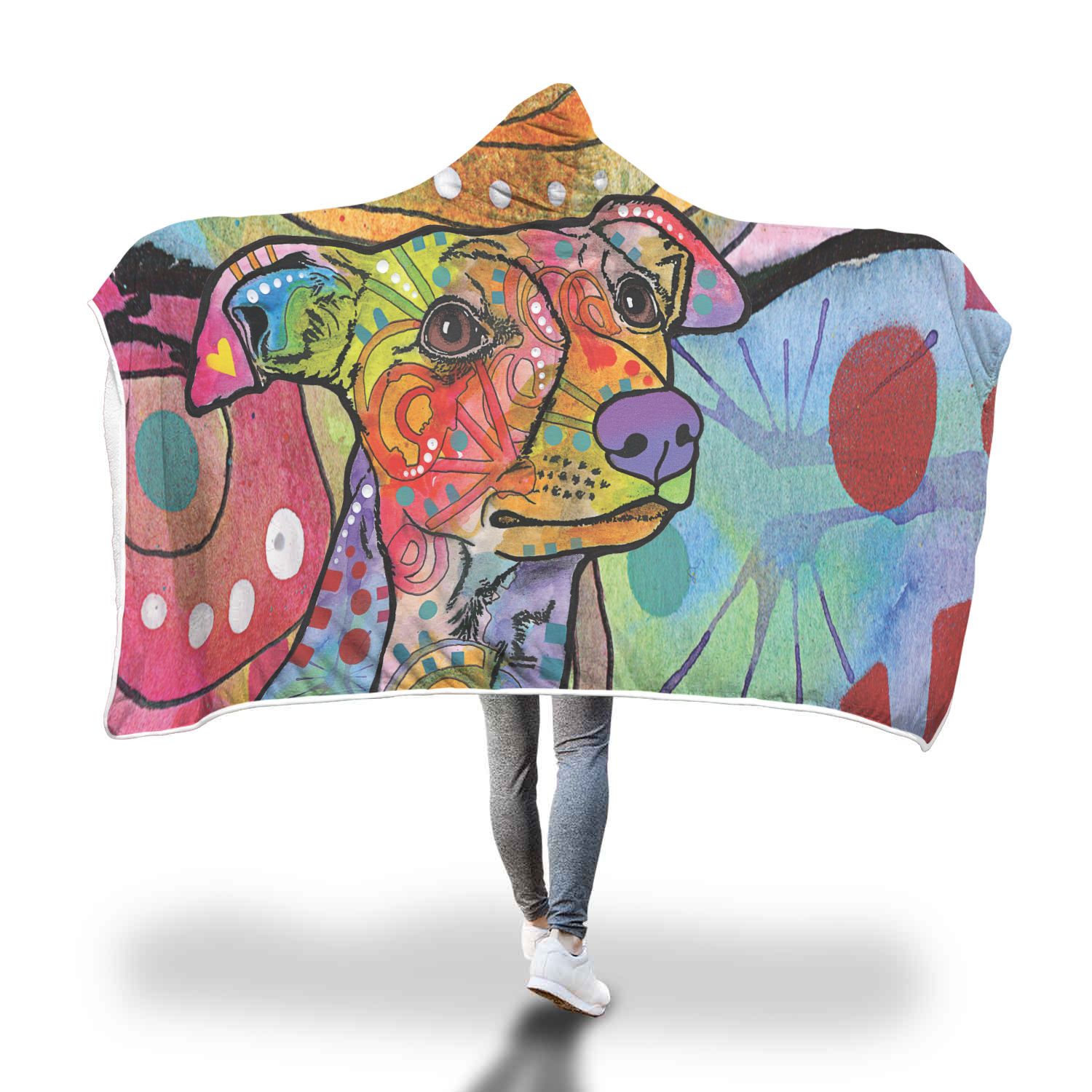 Whippet Design Hooded Blanket – Dean Russo Art