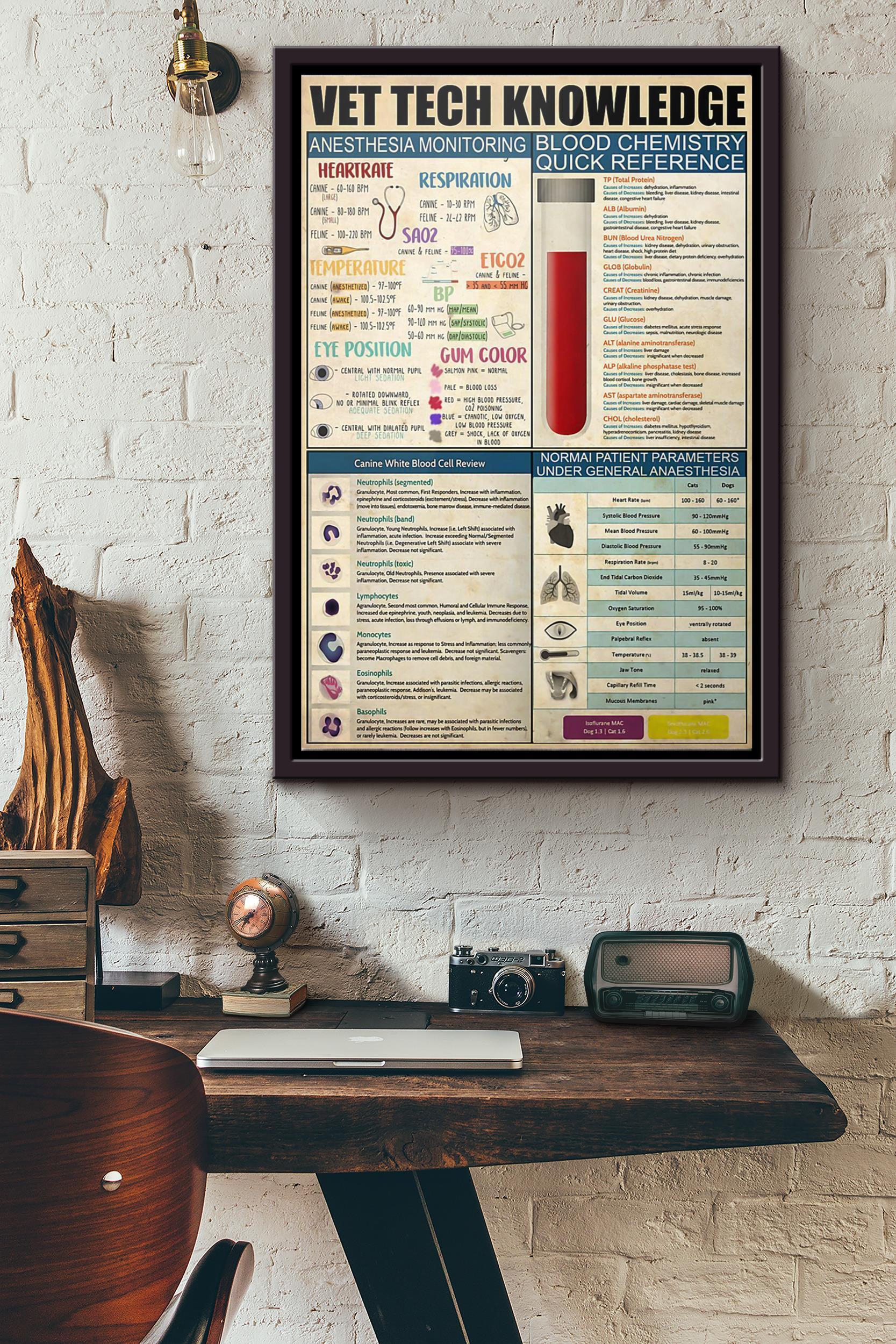 Veterinary Tech Knowledge Poster Framed Matte Canvas