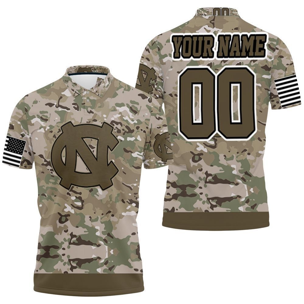 North Carolina Tar Heels Camouflage Veteran 3D Personalized Polo Shirt