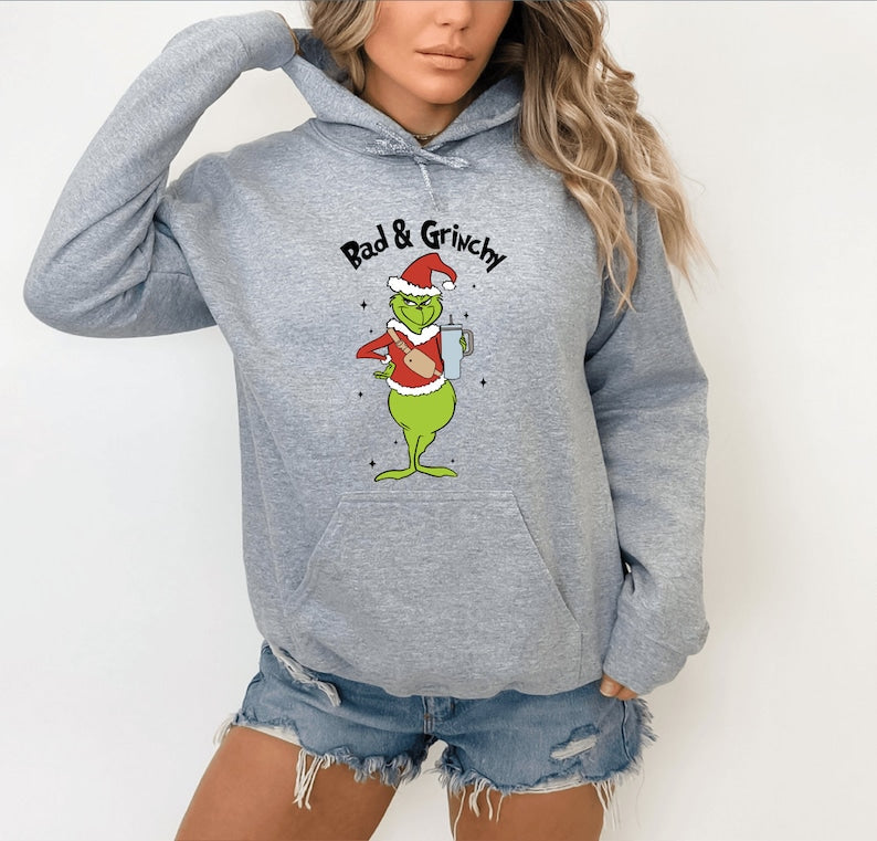 Grinch Christmas Hoodies,Grinch Hoodies,Christmas Hoodies,Grinch Hoodies,Christmas Vibes,Bad And Grinchy Christmas Hoodies Designed By Shirttrendz