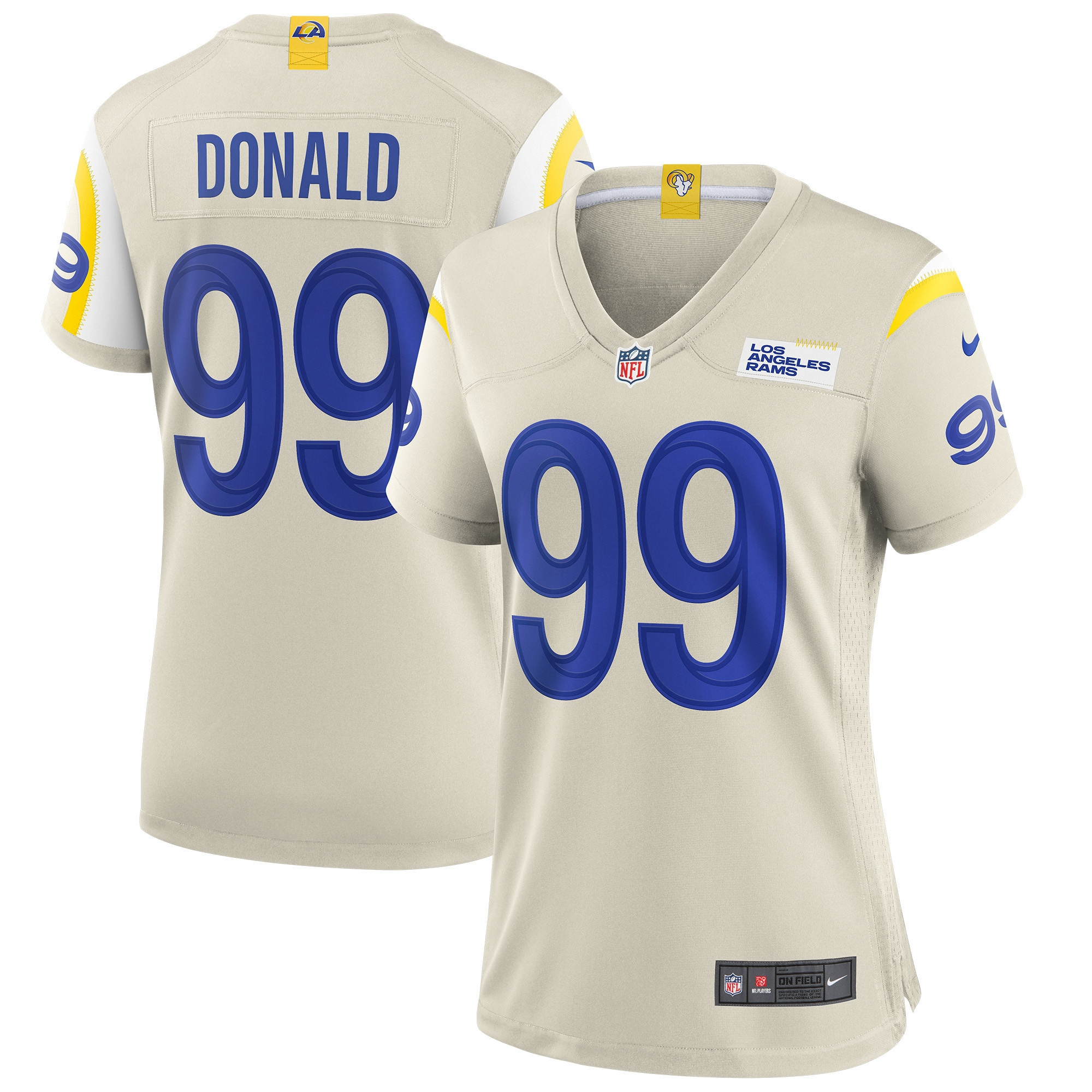 Aaron Donald Los Angeles Rams Womens Player Game Jersey – Bone NFL