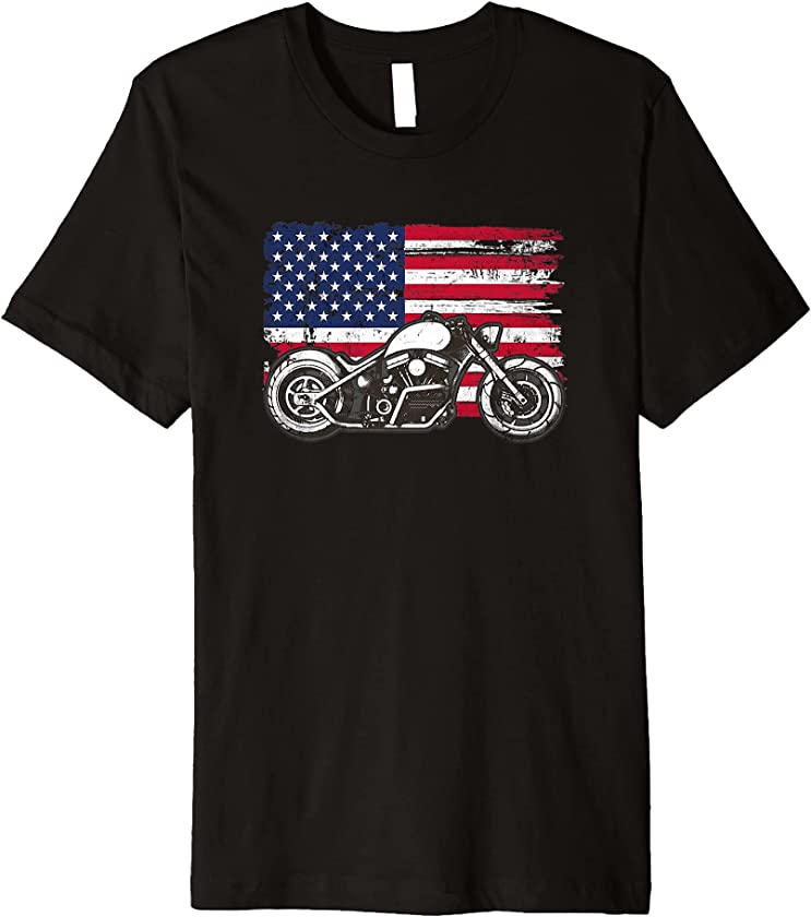 Bobber USA Flag Biker Vintage American Motorcycle Premium T-Shirt