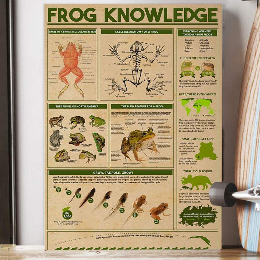 Frog Knowledge  Unique Custom Design  Poster  Gift  For Animal Lovers