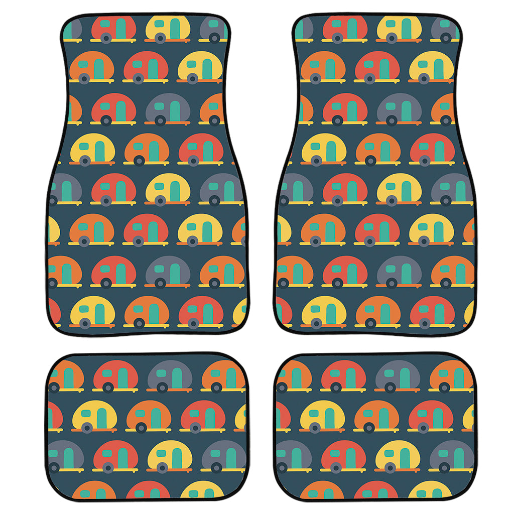 Camping Van Pattern Print Front And Back Car Floor Mats, Front Car Mat