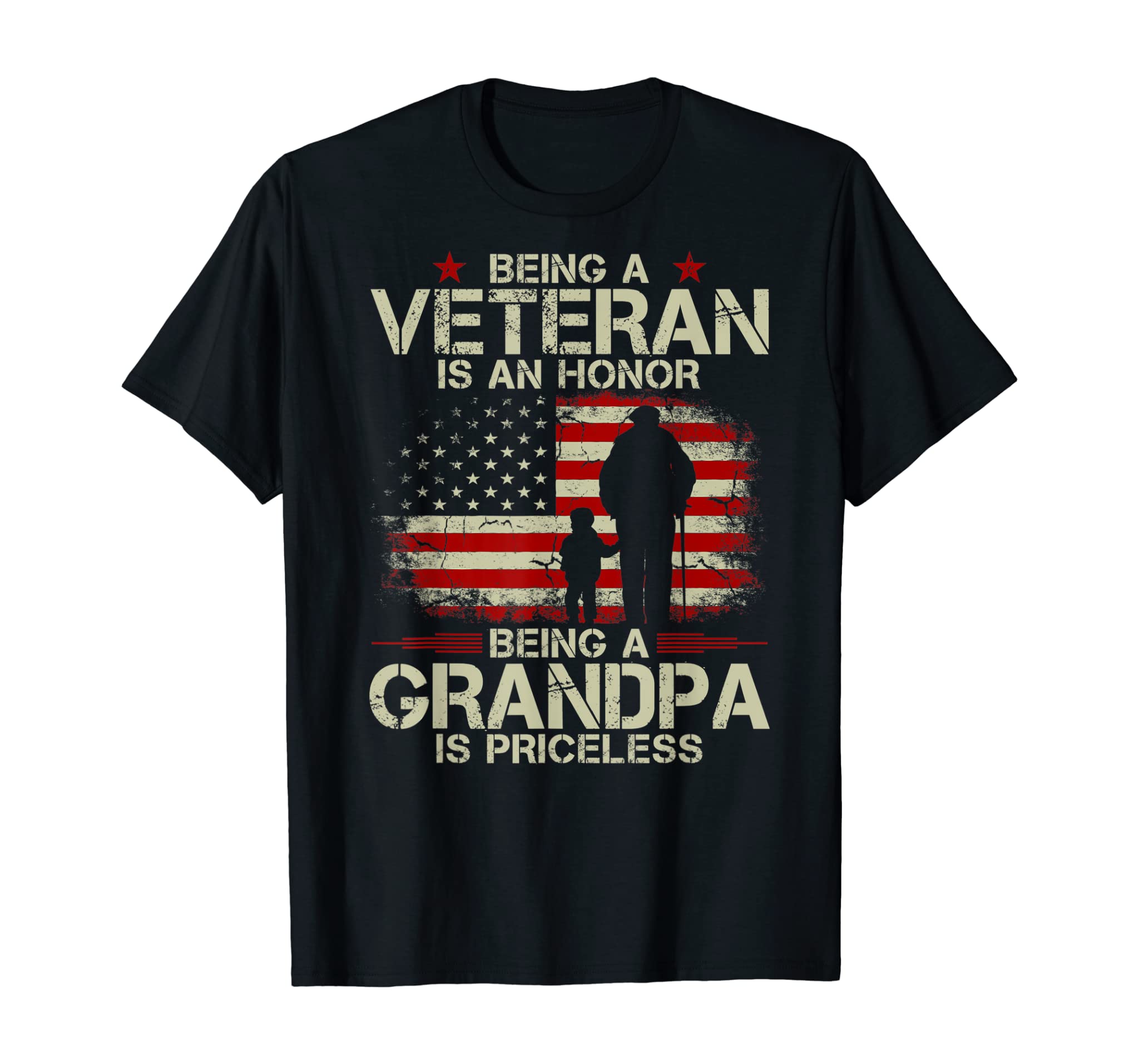 Mens Being A Veteran Is An Honor Being A Grandpa Is Priceless Tee