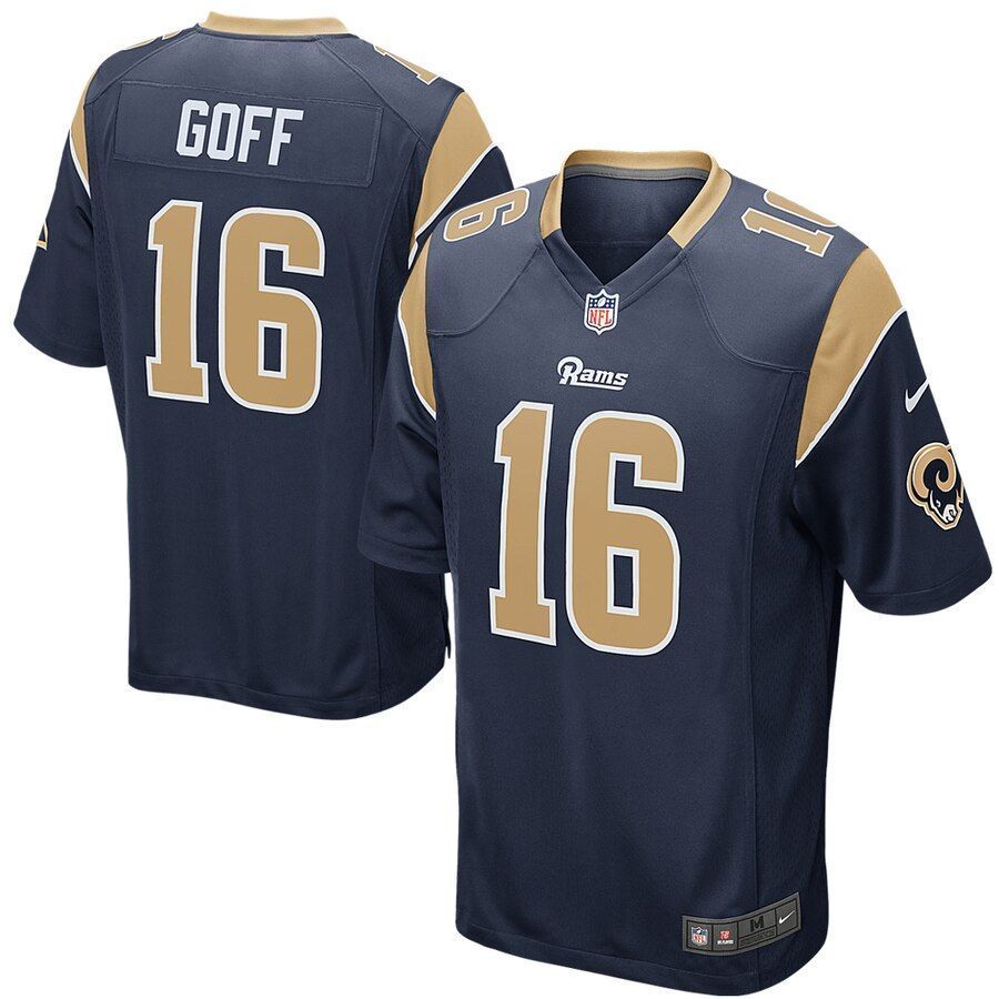 Jared Goff Los Angeles Rams Game Jersey Navy 2019