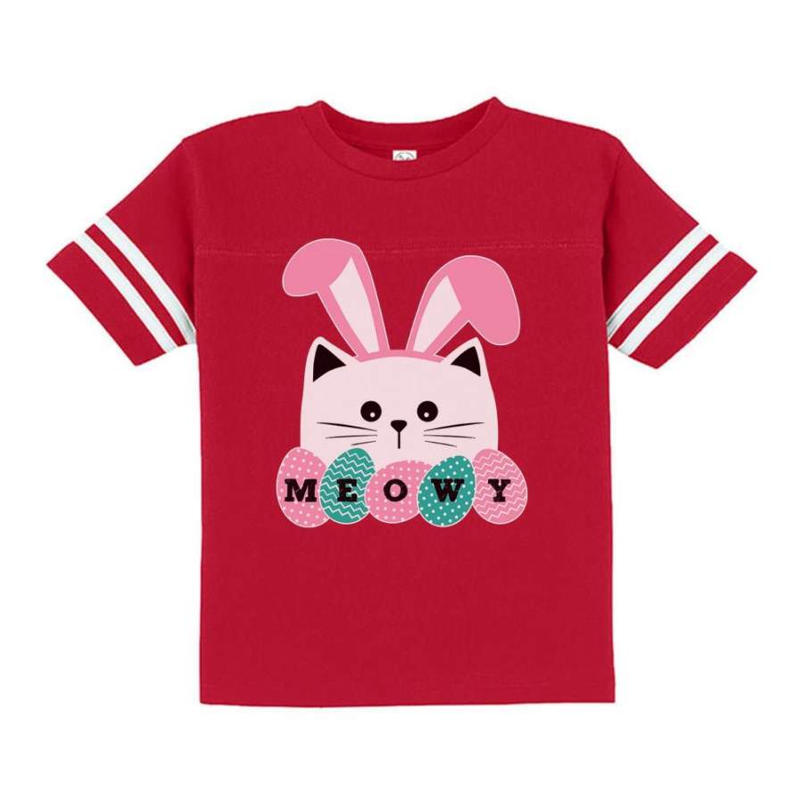 Meowy Easter Cat With Bunny Ears Toddler Jersey T-Shirt