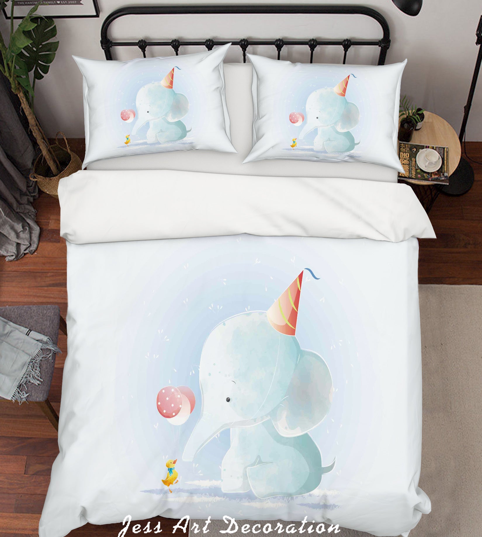 3D Blue Elephant Quilt Cover Set Bedding Set Duvet Cover Pillowcases Sf86