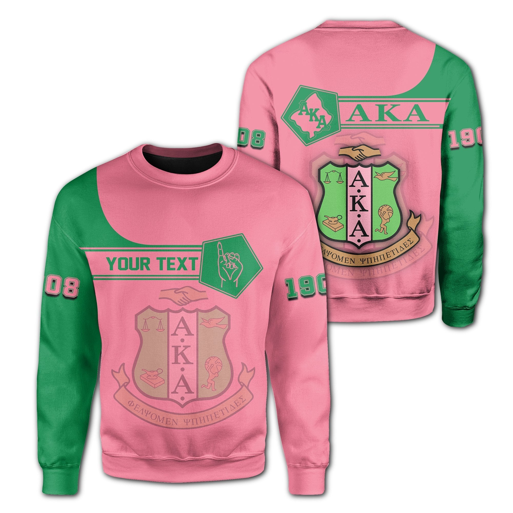 Greek Life Sweatshirt – Personalised Alpha Kappa Alpha Sweatshirt – Ver. Pink – Simple Style