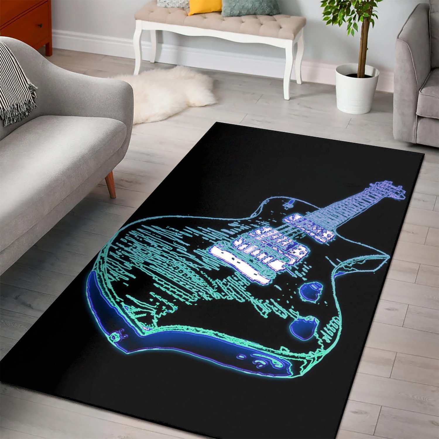 Electric Guitar  Rug, Living Room Rug,  Halloween Gift