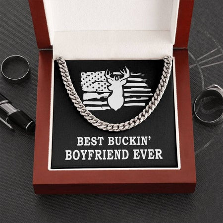 Valentines Day Gifts For Him, Cuban Necklace For Boyfriend, Best Buckin’ Boyfriend Ever