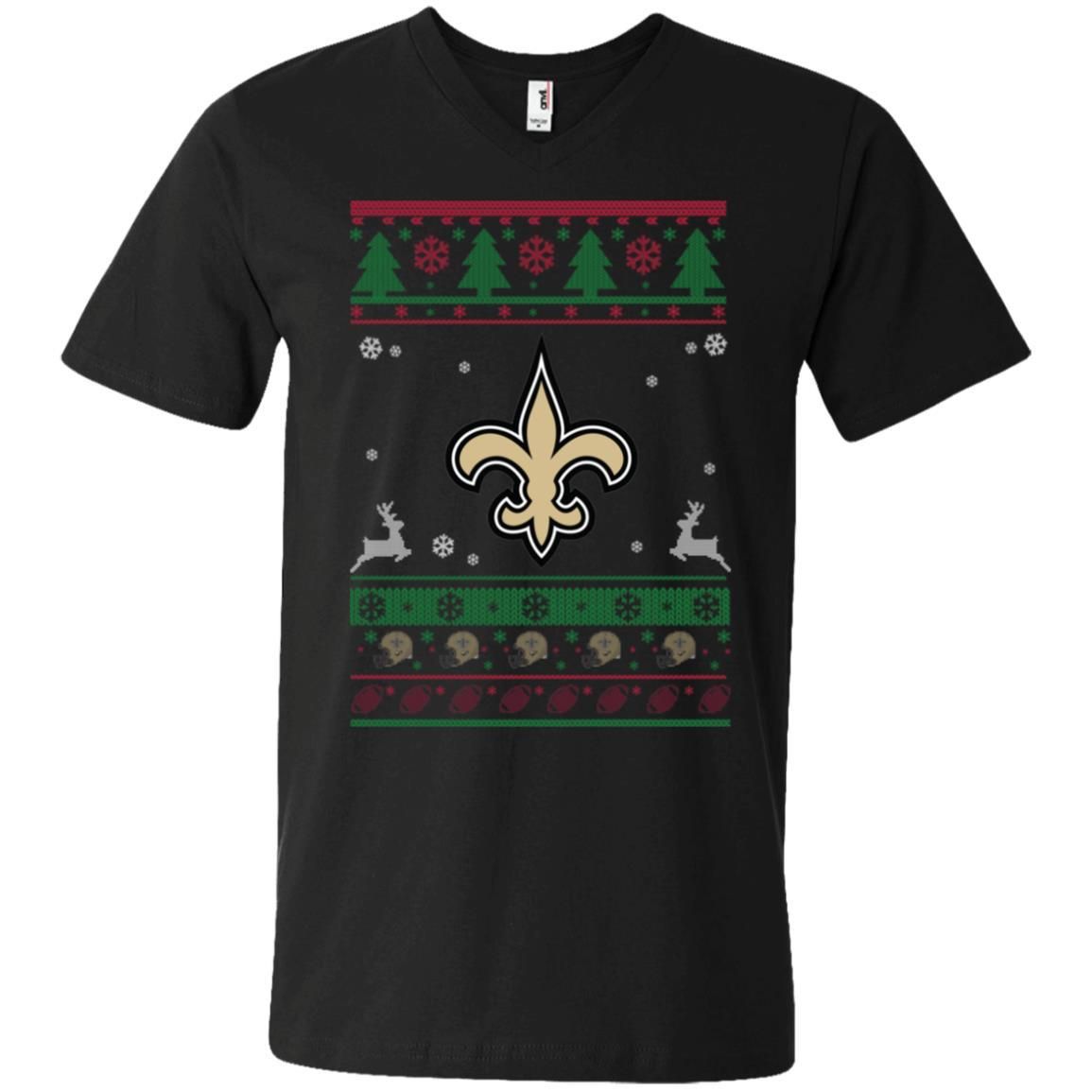 New Orleans Saints Logo Football Teams Ugly Christmas Sweater Men V-Neck T-Shirt