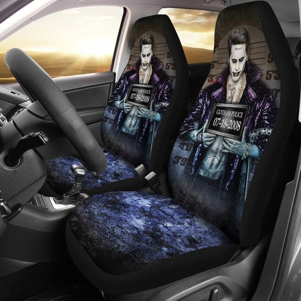 Peckshirt Joker Car Seat Covers Custom Gotham Police Wanted Car Decoration - Print In Your Way