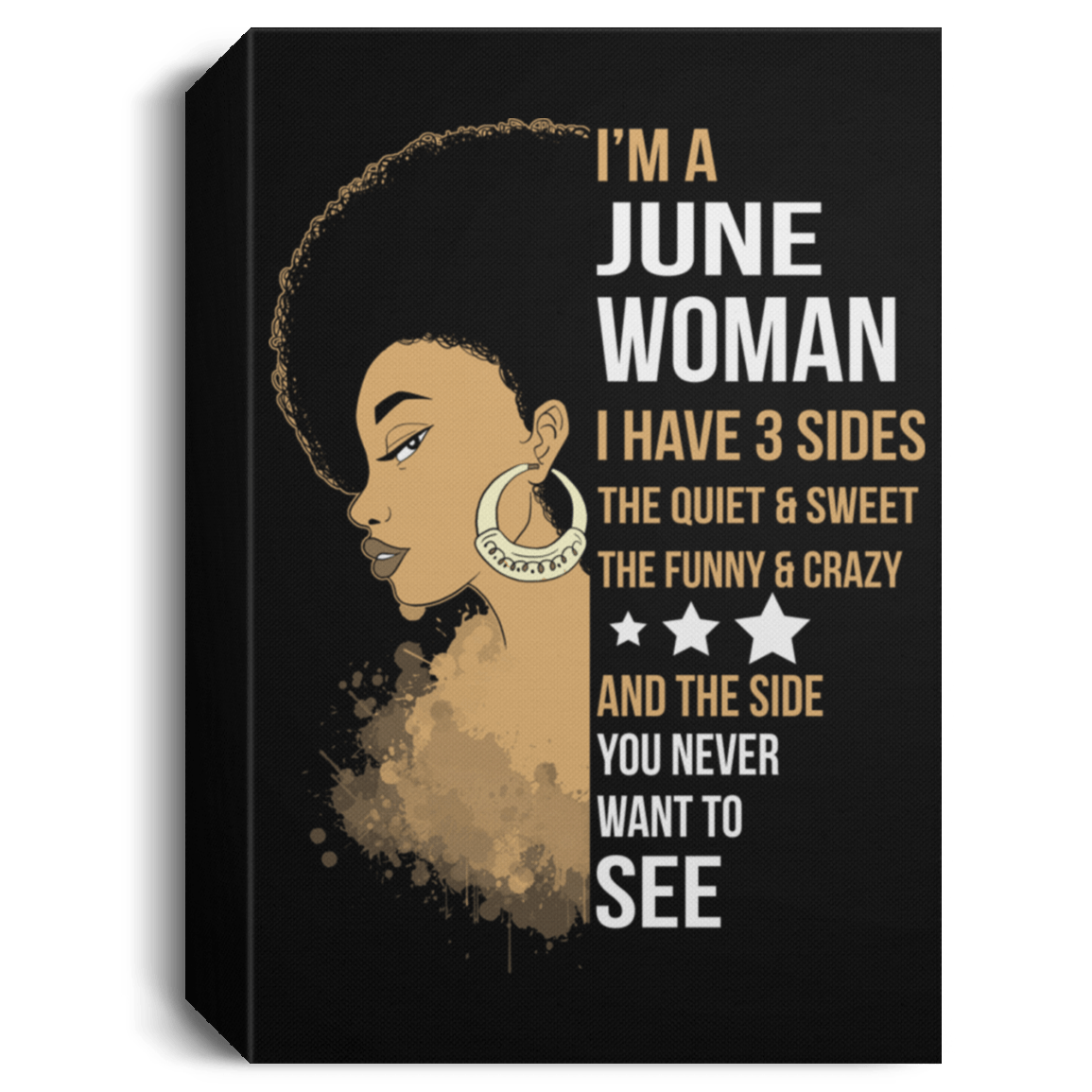 African American Canvas Afro Girl I’M A June Woman Canvas Black Art Living Room Decor