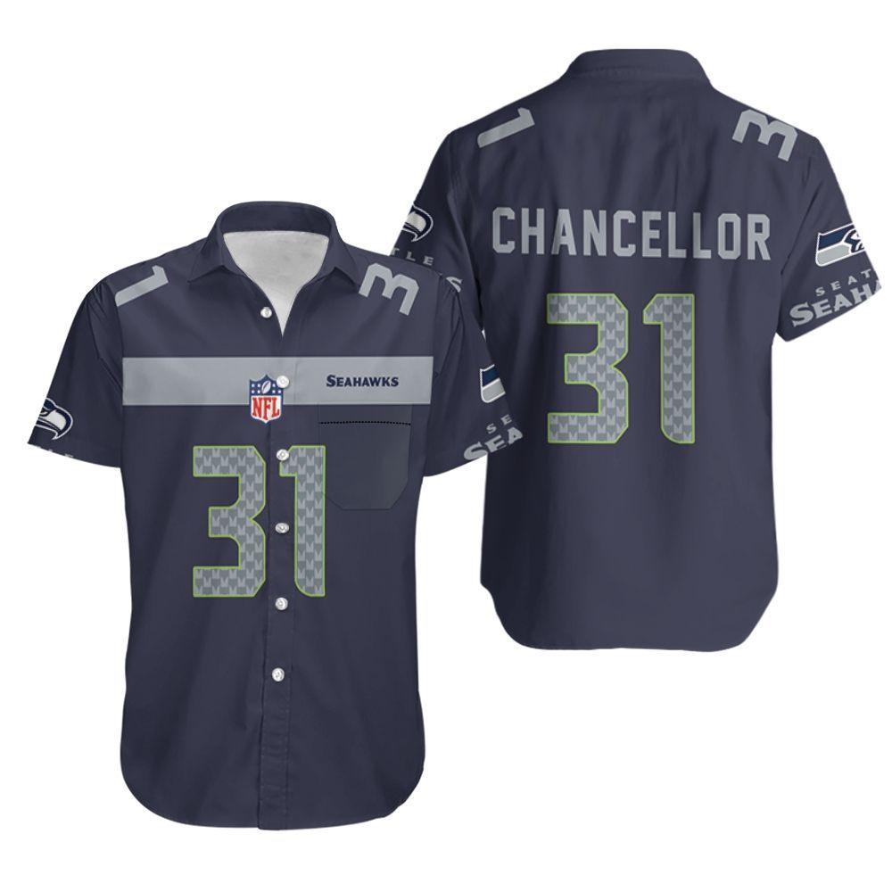 Beach Shirt Seattle Seahawks Kam Chancellor Team Color Jersey Inspired Hawaiian Shirt