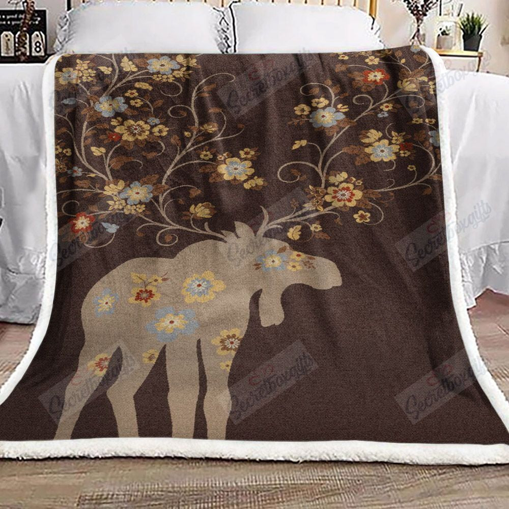 Moose Flower Xa0502427Cl Fleece Blanket