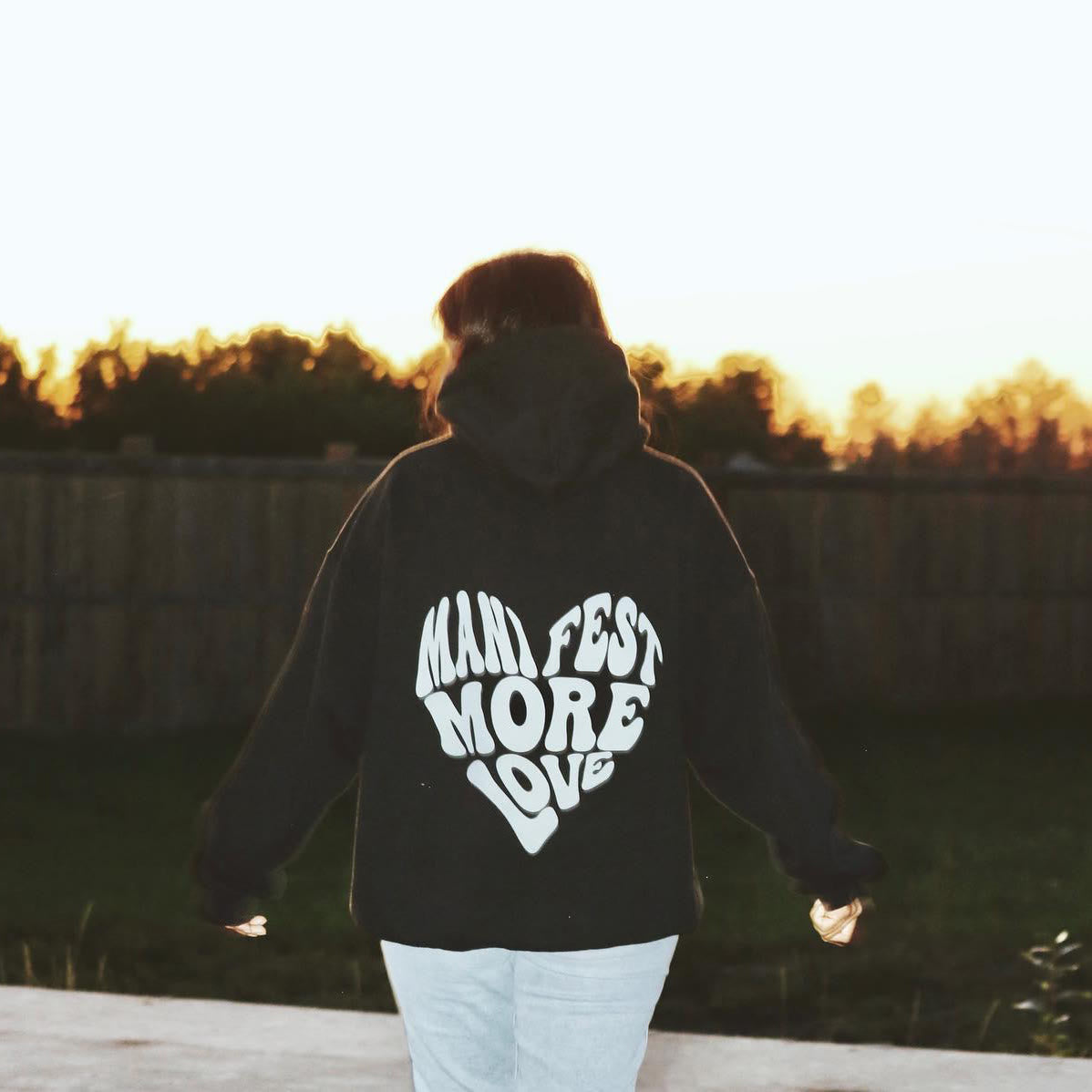 Mani Fest More Love Print Couple Hoodie