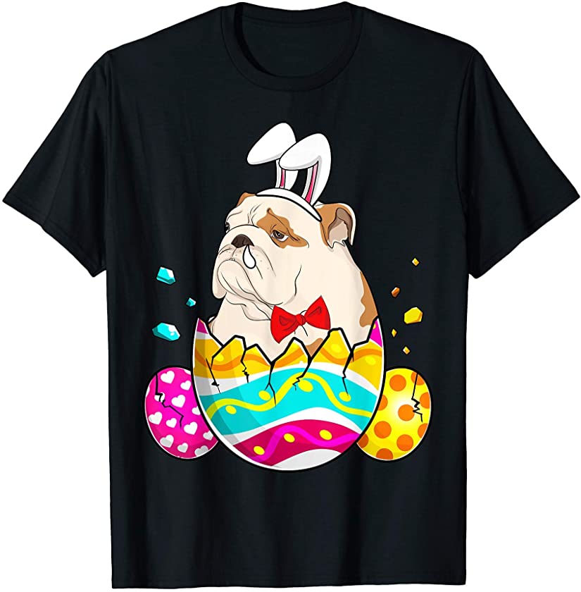 Bulldog Bunny Ears Eggs Easter Day Gift Mens Womens Kids T-Shirt