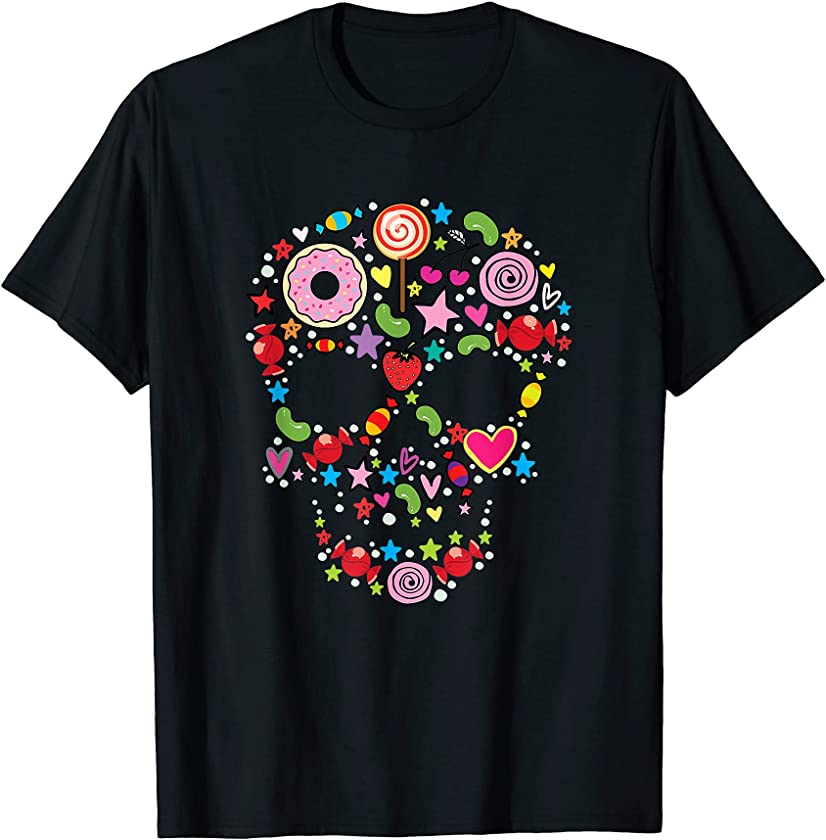 Candy Skull T-Shirt – Day of the Dead Halloween Tee