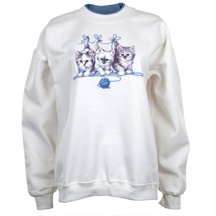 Kittens and Yarn Adult Crew Neck Sweatshirt