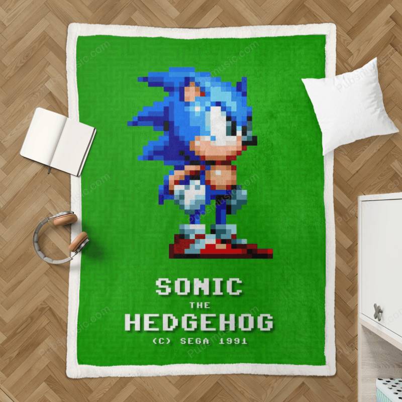 Sonic the Hedgehog – Retro Pixel Art Sherpa Fleece Blanket