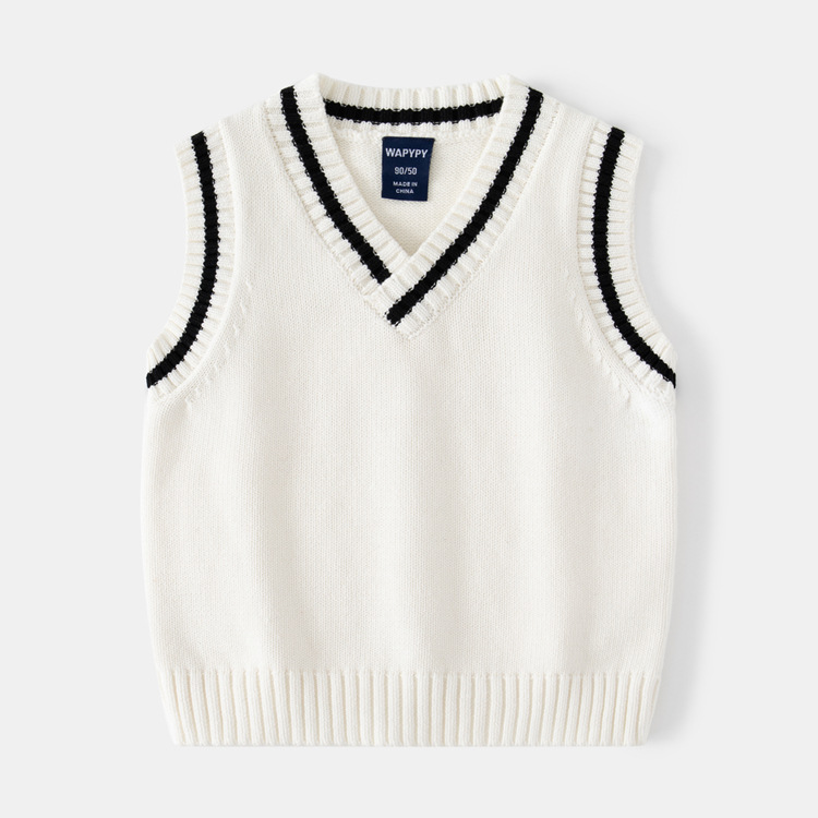 2023 Ins New Fashion Boys Sweater Vest Children Autumn Winter Vest Knit Sweater Solid Color Boys Vest alx