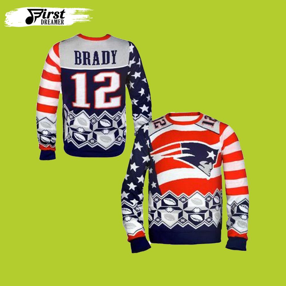 Funny Brady New England Patriots Gift For Fan Ugly Wool Sweater Christmas