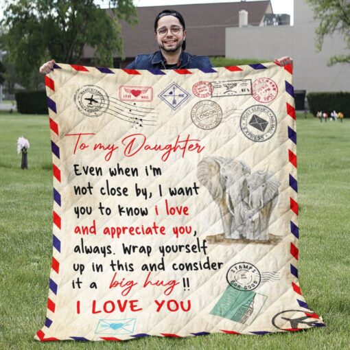 To My Daughter Elephants I Love You Soft Cozy Lightweight Premium Blanket